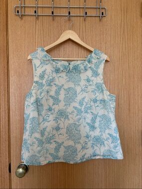 Boden Floral Ruffle-Neck Sleeveless Top